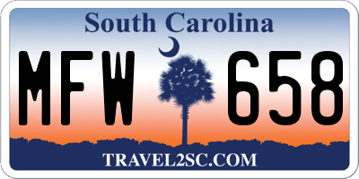 SC license plate MFW658