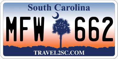 SC license plate MFW662