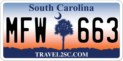 SC license plate MFW663