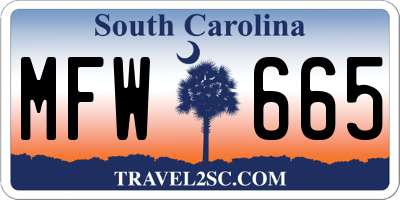 SC license plate MFW665