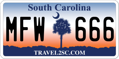 SC license plate MFW666