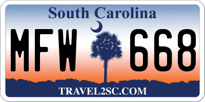 SC license plate MFW668