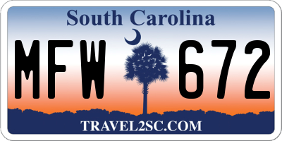 SC license plate MFW672