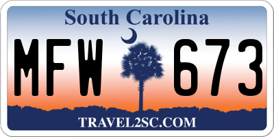 SC license plate MFW673