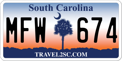 SC license plate MFW674