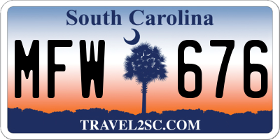 SC license plate MFW676