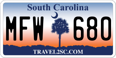 SC license plate MFW680