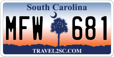SC license plate MFW681