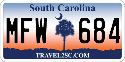 SC license plate MFW684