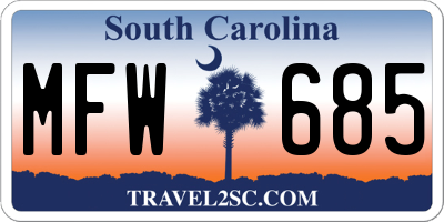 SC license plate MFW685