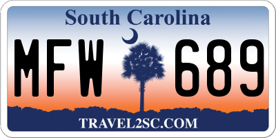 SC license plate MFW689