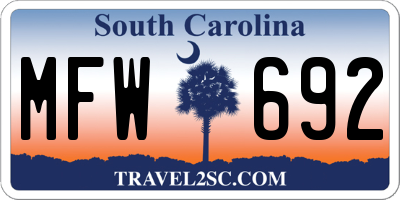 SC license plate MFW692