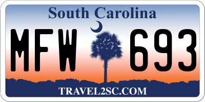 SC license plate MFW693