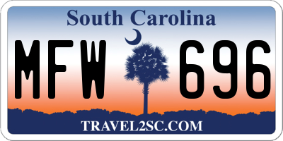SC license plate MFW696
