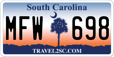 SC license plate MFW698