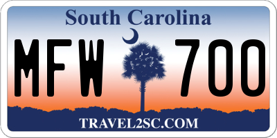 SC license plate MFW700