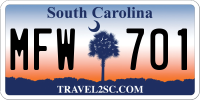 SC license plate MFW701