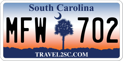 SC license plate MFW702