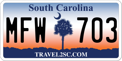 SC license plate MFW703