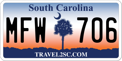 SC license plate MFW706