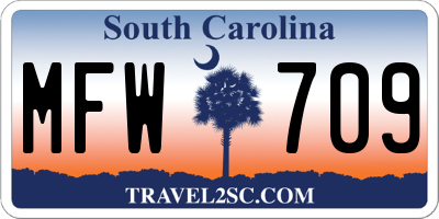 SC license plate MFW709