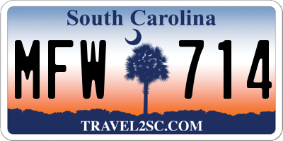SC license plate MFW714