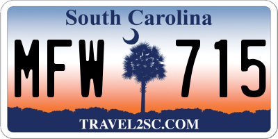 SC license plate MFW715