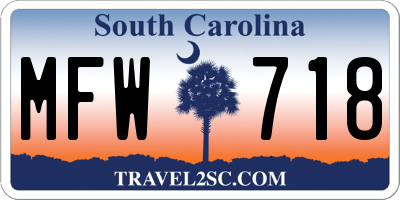 SC license plate MFW718