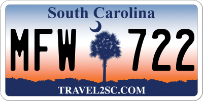 SC license plate MFW722