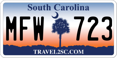 SC license plate MFW723
