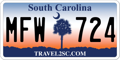SC license plate MFW724