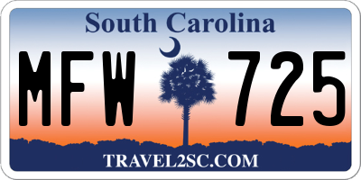 SC license plate MFW725