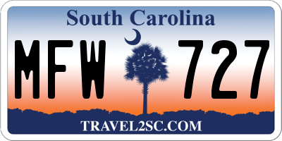 SC license plate MFW727