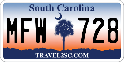 SC license plate MFW728