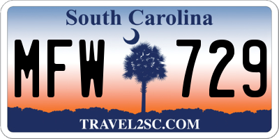 SC license plate MFW729