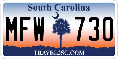 SC license plate MFW730