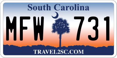 SC license plate MFW731