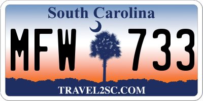 SC license plate MFW733