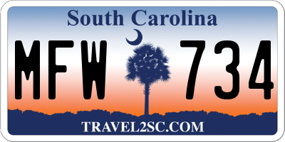 SC license plate MFW734