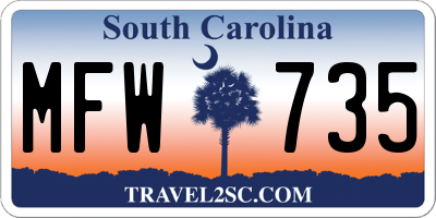SC license plate MFW735