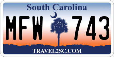 SC license plate MFW743