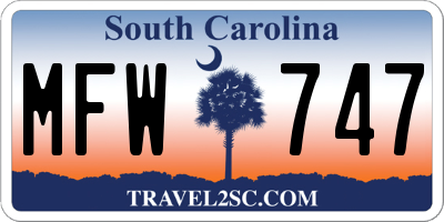 SC license plate MFW747