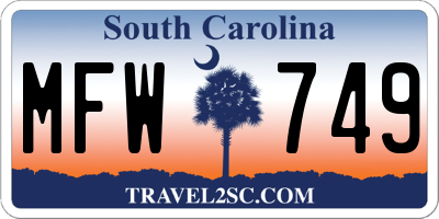 SC license plate MFW749