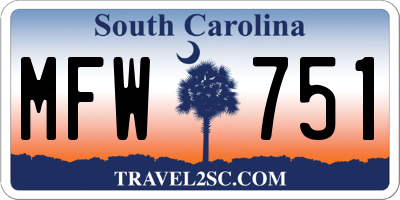 SC license plate MFW751
