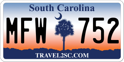 SC license plate MFW752