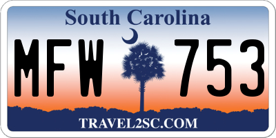SC license plate MFW753