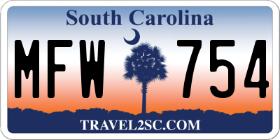 SC license plate MFW754