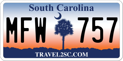 SC license plate MFW757