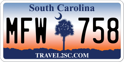 SC license plate MFW758