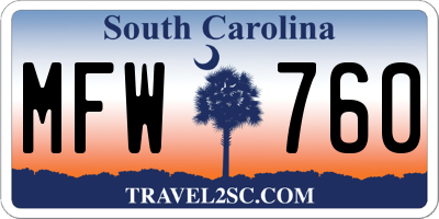 SC license plate MFW760
